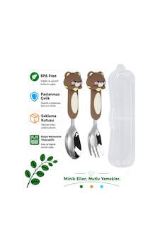 Ayıcık Figürlü Premium Çocuk Bpa Free Paslanmaz Çelik Uçlu Çatal-kaşık Set 12+ Ay Ayıcık Figürlü Premium Çocuk Bpa Free Paslanmaz Çelik Uçlu Çatal-kaşık Set 12+ Ay