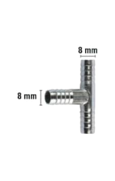 Rakor Metal T Tip Hortum İçin 8mm 2 Adet 5"
