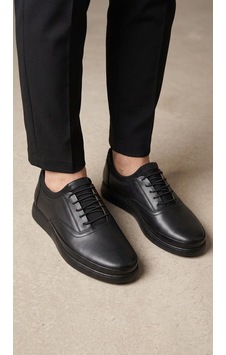 Beren Erkek Siyah Hakiki Deri İç Ortopedik Taban Bağcıklı Casual Günlük Sneaker Ayakkabı Beren Erkek Siyah Hakiki Deri İç Ortopedik Taban Bağcıklı Casual Günlük Sneaker Ayakkabı
