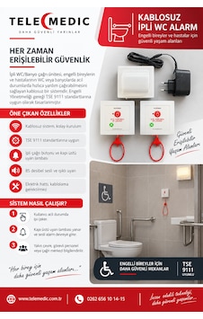 Kablosuz İpli Wc Buton Ve Uyarı Lambalı Engelli Yardım Çağrı Alarm Seti 2 Buton 1 Lamba