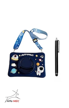 Samsung Galaxy Tab S9 Fe Plus / S9 Plus/ S10 Plus/ S7 Fe 12.4" Uyumlu Astronot Standlı Çocuklara Özel Karakterli Arka Kapak