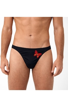 Bonbon Erkek Kırmızı Kelebek Nakışlı Siyah Renk String Külot Bb2291 Bonbon Erkek Kırmızı Kelebek Nakışlı Siyah Renk String Külot Bb2291