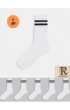 Trampler Kolej Çemberli Unisex Tenis Çorap 5'Li Beyaz Trampler Kolej Çemberli Unisex Tenis Çorap 5'Li Beyaz
