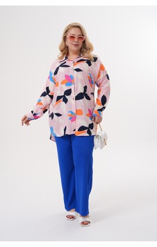 Polologin Butik Yaprak Desenli Pembe Viskon Tunik Pembe Polologin Butik Yaprak Desenli Pembe Viskon Tunik Pembe