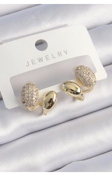 Pirinç Gold Renk Zirkon Taşlı Kadın Küpe Altın Pirinç Gold Renk Zirkon Taşlı Kadın Küpe Altın