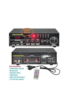 Amfi 110w Bluetooth Usb-sd Kart-mp3-çalar-2 Mikrofon Giriş-12v/2