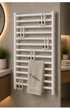 Teknor 5'li Havlupan Askısı Delmeden Takılan Banyo Havlu Askılığı 10x5 Cm Beyaz Teknor 5'li Havlupan Askısı Delmeden Takılan Banyo Havlu Askılığı 10x5 Cm Beyaz