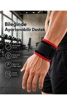 Bileği Kavrayan Ayarlı Geniş Bantlı Cırt Cırtlı Bileklik Siyah Kırmızı Bileği Kavrayan Ayarlı Geniş Bantlı Cırt Cırtlı Bileklik Siyah Kırmızı