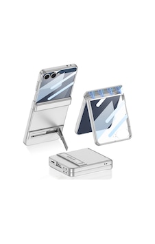 Samsung Uyumlu Galaxy Z Flip 7 Kılıf Zore Kıpta Standlı Kapak Gümüş Samsung Uyumlu Galaxy Z Flip 7 Kılıf Zore Kıpta Standlı Kapak Gümüş