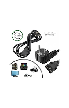 1.75 Metre Standart Power Kablosu PC Bilgisayar Monitör Yazıcı Güç Kablosu 3 Pin IEC C13 Kasa Elektrik Bağlantı Kablosu 1.75 Metre Standart Power Kablosu PC Bilgisayar Monitör Yazıcı Güç Kablosu 3 Pin IEC C13 Kasa Elektrik Bağlantı Kablosu