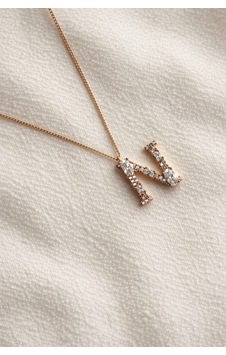 Çelik Rose Gold Taşlı N Harf Kolye -kararma Yapmaz- Metalik Çelik Rose Gold Taşlı N Harf Kolye -kararma Yapmaz- Metalik