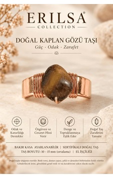Sertifikalı Doğal Kaplan Gözü Taşı Yüzük Bakır Kasa Ayarlanabilir Çok renkli Sertifikalı Doğal Kaplan Gözü Taşı Yüzük Bakır Kasa Ayarlanabilir Çok renkli