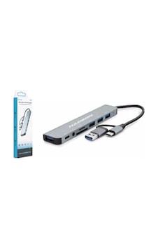 Hadron Hdx7828 Type-c Hub Combo 3-usb3.0 + Usb + Type-c + Audio + Sd + Tf 8ın1 Gri Hadron Hdx7828 Type-c Hub Combo 3-usb3.0 + Usb + Type-c + Audio + Sd + Tf 8ın1 Gri