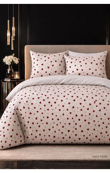 More Home Lastikli Çarşaf Tek Kişilik Nevresim Takımı Kalp Desenli Beyaz Kırmızı More Home Lastikli Çarşaf Tek Kişilik Nevresim Takımı Kalp Desenli Beyaz Kırmızı