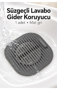 Süzgeçli Silikon Mutfak Lavabo Gider Tutucu Koruyucu Mat Gri 11,5 Cm