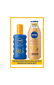 NIVEA Sun Güneş Koruyucu Vücut Spreyi SPF50 200 ML + Q10 Sıkılaştırıcı Bronzlaştırıcı Vücut Losyonu 250 ML NIVEA Sun Güneş Koruyucu Vücut Spreyi SPF50 200 ML + Q10 Sıkılaştırıcı Bronzlaştırıcı Vücut Losyonu 250 ML