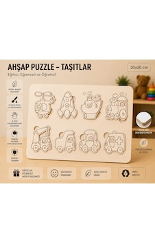 Ahşap Puzzle - Taşıtlar: Eğitici Ve Öğretici Okul Öncesi Zeka Oyunu 30x20 Cm Ahşap Puzzle - Taşıtlar: Eğitici Ve Öğretici Okul Öncesi Zeka Oyunu 30x20 Cm