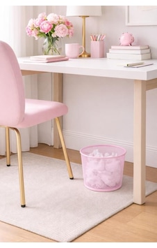 Nd-1060 Masaüstü & Masa Altı Metal File Çöp Kovası Small Organizer Toz Pembe