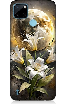Realme C21y Uyumlu Ay Ve Çiçek Desenli Silikon Kılıf Realme C21y Uyumlu Ay Ve Çiçek Desenli Silikon Kılıf
