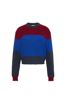 Calvin Klein Chunky Stripe Crew Lacivert Kadın Kazak Calvin Klein Chunky Stripe Crew Lacivert Kadın Kazak