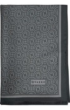 Vakko Twill İpek Şal - Helezon Monogram - Koyu Gri Vakko Twill İpek Şal - Helezon Monogram - Koyu Gri