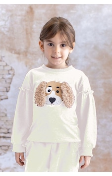 Mininio Kız Bebek Kulak Detaylı Sweatshirt - Skasar Ekru