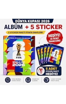 Fıfa World Cup 2026 Resmi Sticker Albümü + 5 Sticker Paket Seti Fıfa World Cup 2026 Resmi Sticker Albümü + 5 Sticker Paket Seti
