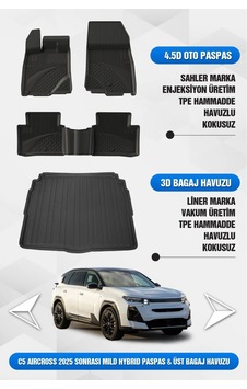 Citroen C5 Aircross Mild Hybrid 2025+ Uyumlu 4.5d Sahler Premium Havuzlu Paspas Ve Liner Marka Üst B
