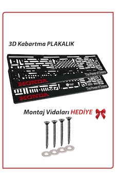 Honda Araç Logolu 2 Adet Kabartmalı Siyah Oto Plakalık