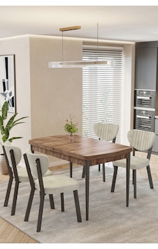 Mutfak Masası Takımı 4 Kişilik Açılır Masa Sandalye Takımı Salon Masası Yemek Masası-elma Takım Ceviz - Krem Mutfak Masası Takımı 4 Kişilik Açılır Masa Sandalye Takımı Salon Masası Yemek Masası-elma Takım Ceviz - Krem