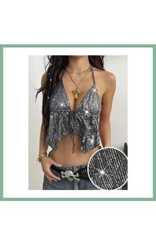 Bşkvirgo Kadın Metalik Gümüş Pul Detaylı Crop Askılı Önden Bağlama 5093 Beden: L/xl Renk: Siyah Bsk2026 Bşkvirgo Kadın Metalik Gümüş Pul Detaylı Crop Askılı Önden Bağlama 5093 Beden: L/xl Renk: Siyah Bsk2026