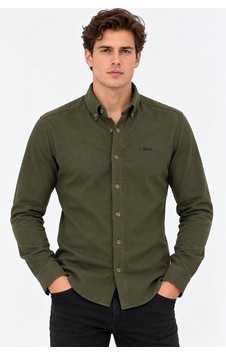 Classics Men Jet Polo Uzun Kol Slim Fit Erkek Örme Gömlek - 7778 Haki