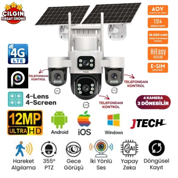 Inox X24 4x3mp 12mp 4g Aov E-sim Kartlı 2xsolar Panelli 4lens 3ptz Akıllı Kamera Inox X24 4x3mp 12mp 4g Aov E-sim Kartlı 2xsolar Panelli 4lens 3ptz Akıllı Kamera