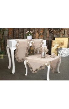 Salon Takımı 5 Parça Keten Dantelli Masa Örtüsü Runner Seti Çeyizlik Flowers Model Kapiçino Diğer Salon Takımı 5 Parça Keten Dantelli Masa Örtüsü Runner Seti Çeyizlik Flowers Model Kapiçino Diğer