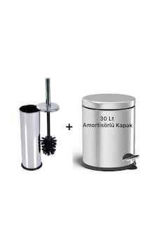 30 Litre Paslanma Krom 2'li Banyo Seti Pedallı Çöp Kovası Wc Klozet Tuvalet Fırça Seti Banyo Gri 30 Litre Paslanma Krom 2'li Banyo Seti Pedallı Çöp Kovası Wc Klozet Tuvalet Fırça Seti Banyo Gri