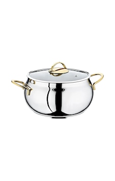 2031 2 Parça Paslanmaz Çelik Çift Kulplu 30x10 Cm 13,5 Litre Çerçeveli Cam Kapaklı Tencere Gold Sap Gold - Gümüş 2031 2 Parça Paslanmaz Çelik Çift Kulplu 30x10 Cm 13,5 Litre Çerçeveli Cam Kapaklı Tencere Gold Sap Gold - Gümüş