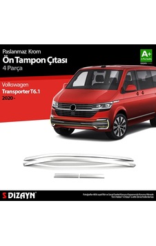 S-Dizayn  Volkswagen Transporter T6.1 Krom Ön Tampon Çıtası 4 Prç. 2020 Üz