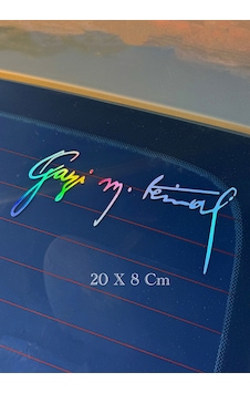 Gazi Mustafa Kemal Atatürk İmza Sticker Hologram Araba Arkası Sticker Oto Cam Sticker Yazı Motor Araba Oto Sticker Motor Pc Laptop Bilgisayar Etiket Çıkartma 20 X 8 Cm