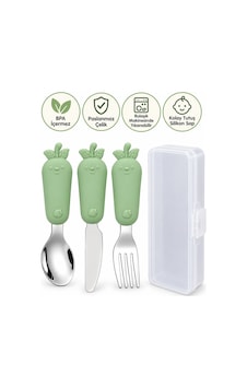 Yeşil Renk Figürlü Premium Çocuk Bpa Free Paslanmaz Çelik Uçlu Çatal-kaşık-bıçak Set 12+ Ay Yeşil Renk Figürlü Premium Çocuk Bpa Free Paslanmaz Çelik Uçlu Çatal-kaşık-bıçak Set 12+ Ay