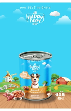 Happy Farm Yavru Yaş Köpek Maması Kuzu Etli 415 Gr 12 Adet Happy Farm Yavru Yaş Köpek Maması Kuzu Etli 415 Gr 12 Adet