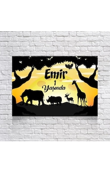 Safari Gün Batımı Temalı Doğum Günü Afişi 35x50 Cm Safari Gün Batımı Temalı Doğum Günü Afişi 35x50 Cm
