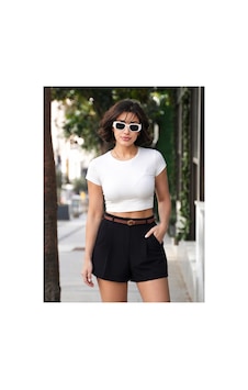 Gigi Wardrobe Portofino Yüksek Bel Şort Siyah Siyah