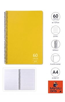 Saygılıofis 60 Yaprak A4 Spiralli Pp Kapak Çizgili Defter Sarı Saygılıofis 60 Yaprak A4 Spiralli Pp Kapak Çizgili Defter Sarı