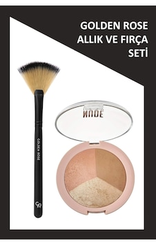 Fan Brush - Yelpaze Fırça Ve Nude Look Baked Trio Face Powder - Allık Bronzlaştırıcı Aydınlatıcı Seti Fan Brush - Yelpaze Fırça Ve Nude Look Baked Trio Face Powder - Allık Bronzlaştırıcı Aydınlatıcı Seti