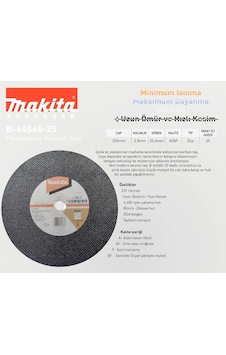 Makita B-64565 İnox 355x2.8x 25.4 Mm İnox Krom Kesme Taşı 25 Adet