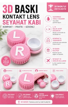 3d Baskı Kontakt Lens Saklama Ve Seyahat Kabı L/r Vidalı Kapak - Pembe 3d Baskı Kontakt Lens Saklama Ve Seyahat Kabı L/r Vidalı Kapak - Pembe