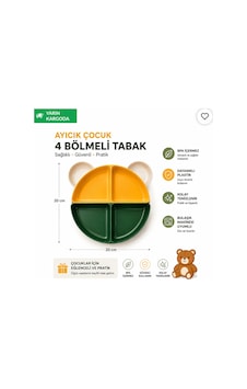 Çocuklar İçin 3 Bölmeli Mama Tabağı