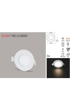 Ct-5144-g Panel Led Slim Yuvarlak Spot 3 W 3000k Işığı Beyaz Gövde Diğer