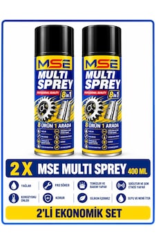 Mse Multi Sprey 400 Ml X 2 Çok Amaçlı Yağlayıcı Ve Pas Sökücü Korozyon Önleyici, Koruyucu Bakım Spreyi 2 Adet Mse Multi Sprey 400 Ml X 2 Çok Amaçlı Yağlayıcı Ve Pas Sökücü Korozyon Önleyici, Koruyucu Bakım Spreyi 2 Adet