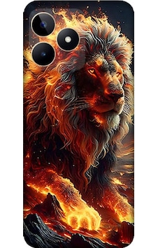 Realme C53 Uyumlu Alev Aslanı Desenli Silikon Kılıf Realme C53 Uyumlu Alev Aslanı Desenli Silikon Kılıf